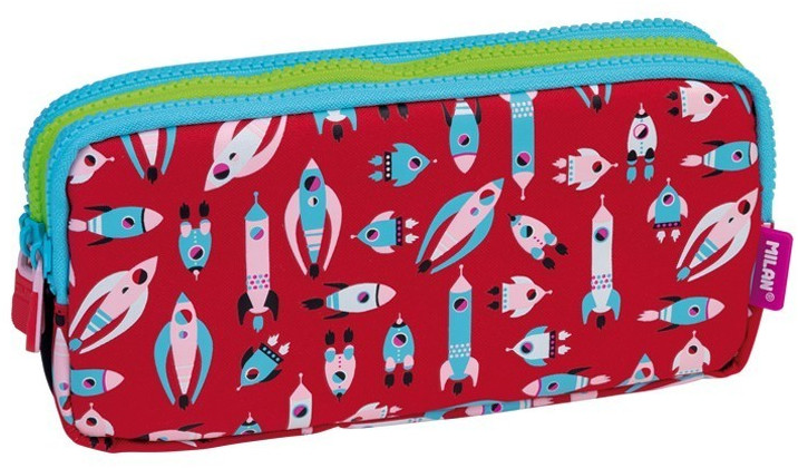 MILAN 3-Zip Pencil Case Super Heroes Space Red