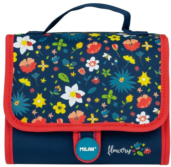 MILAN Carrying case 2 filled pencil cases Flowery