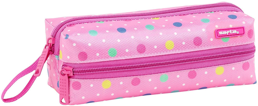 Safta 3-Zip pencil case Dots rosa
