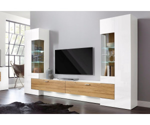 Trendmanufaktur Wohnwand 3 Tlg Weiss Weiss Hochglanz Alteichefarben 740921 Ab 339 99 Preisvergleich Bei Idealo De