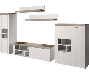 Trendmanufaktur Wohnwand 5 Tlg Larchefarben Weiss Eichefarben