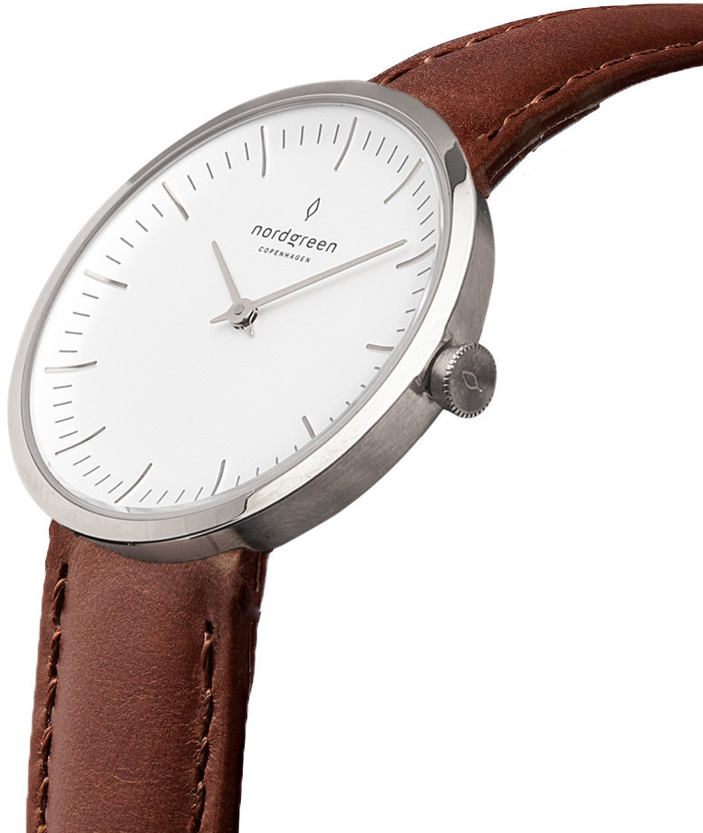 Nordgreen Infinity 32 mm silver/leather brown