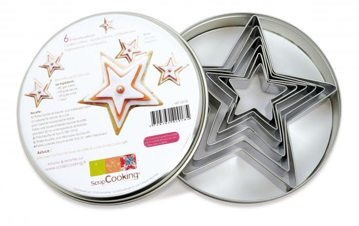 ScrapCooking Boite de 6 emporte-pièces étoiles