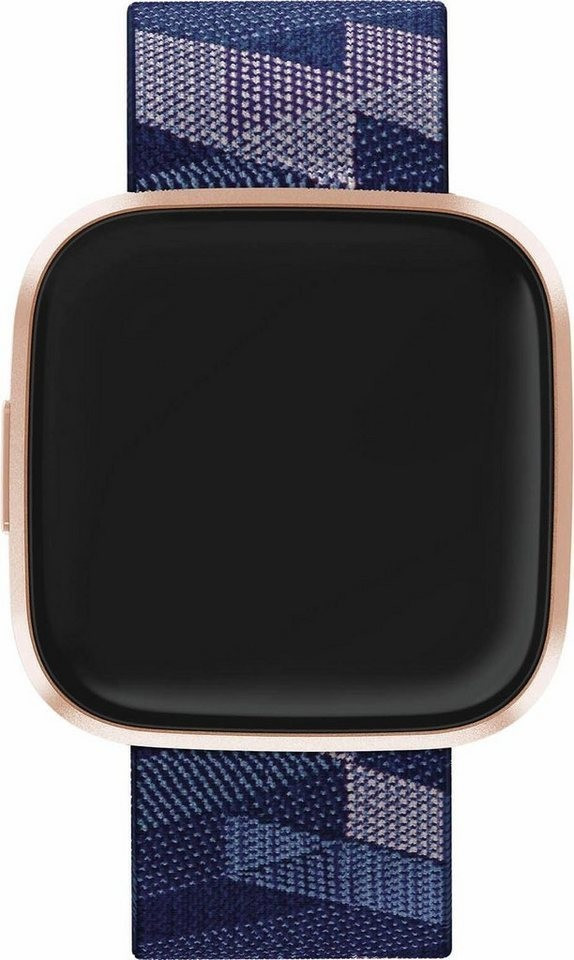  Fitbit Versa 2 Special Edition Health and Fitness Smart Watch  with Heart Rate, Music, Alexa Built-In, Sleep and Swim Tracking, Navy and  Pink Woven/Copper Rose, One Size (S and L Bands