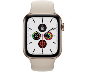 Apple Watch Series 5 GPS + LTE 44mm Edelstahl gold Sportarmband beige