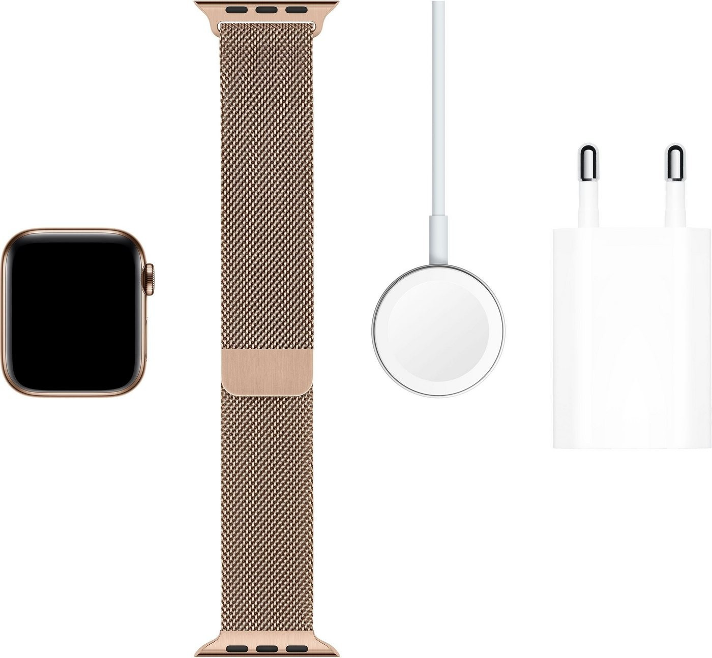 Apple Watch Series 4 Cellular 40 mm Boîtier en Acier inoxydable Or avec  Bracelet Milanais Or