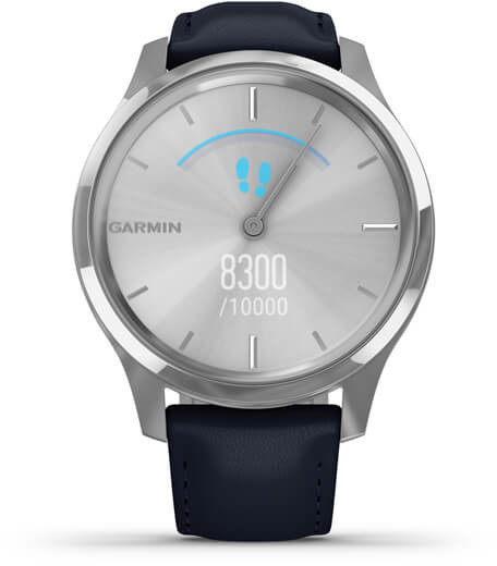 Garmin Vívomove Luxe argent bracelet cuir bleu