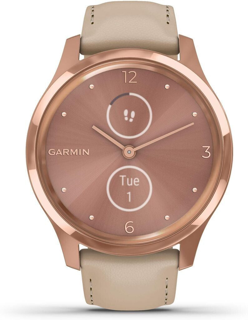 Garmin Vívomove Luxe or rose bracelet cuir sable