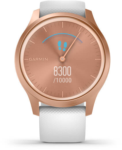 Garmin Vívomove Style or rose bracelet silicone blanc