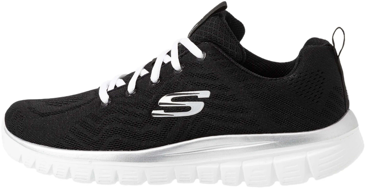 skechers graceful get connected black and rose gold trainers
