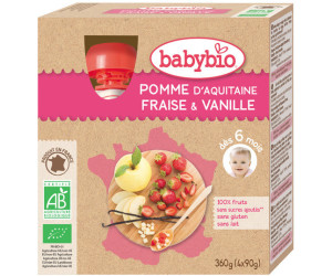 FRANCE BéBé BIO - Gourde De Purée de fruits & légumes BIO dès 4 mois -  Pomme - Pack de 12 x 100g