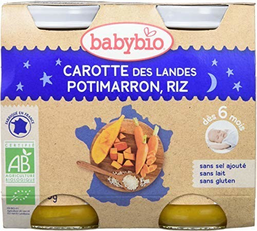 Babybio Menus du soir - Carotte des Landes, potimarron & riz (2x200 g)