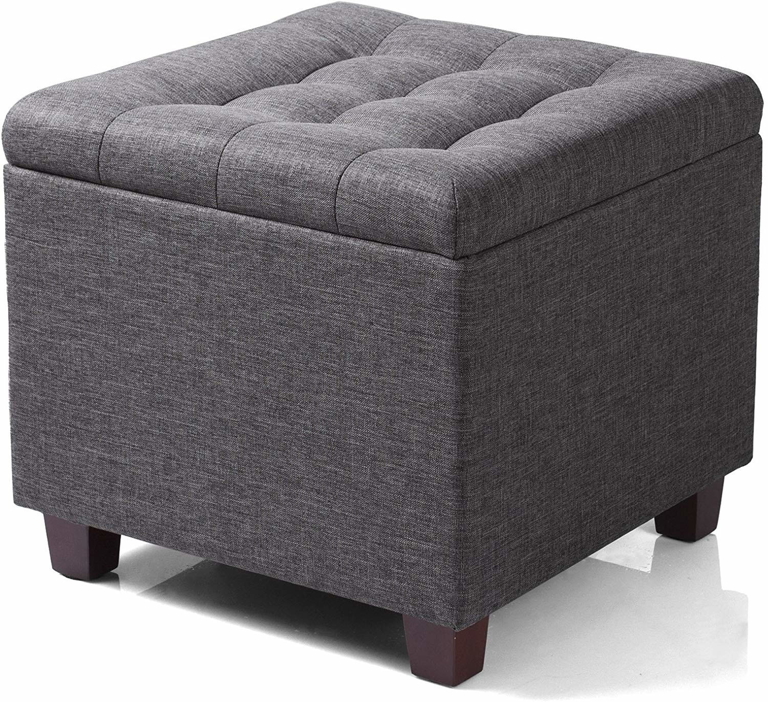 Woltu Tabouret cube avec espace de rangement gris foncé (SH18dgr)