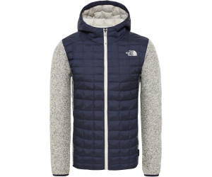 white and grey north face jacket
