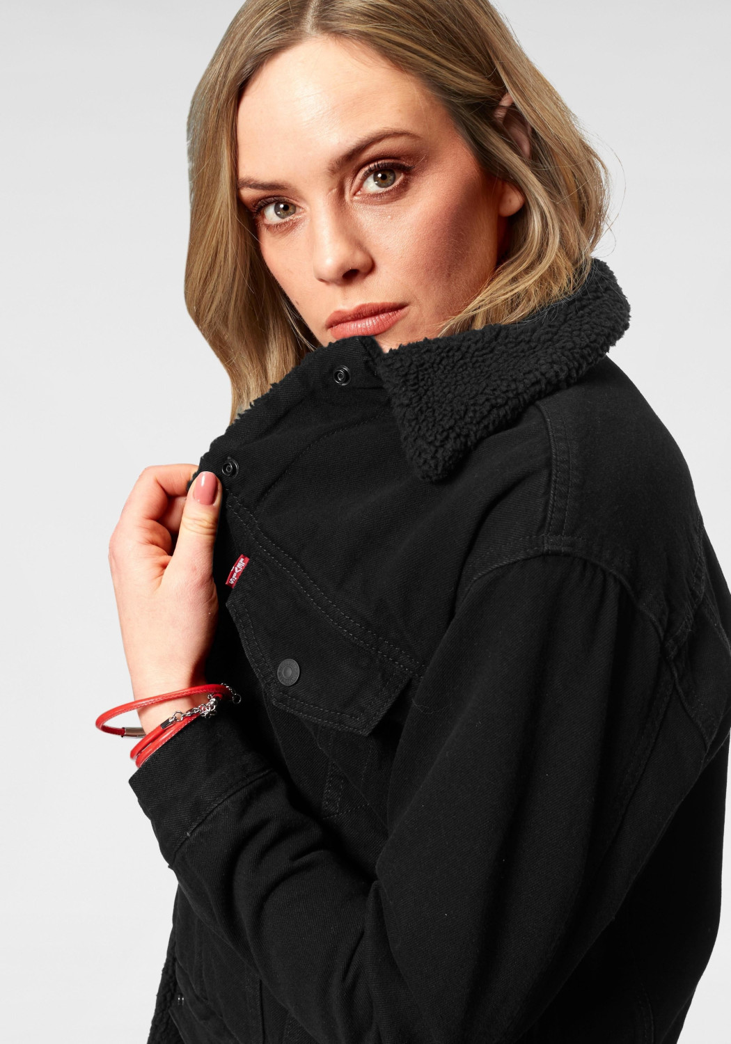Levis sherpa jacket black womens top