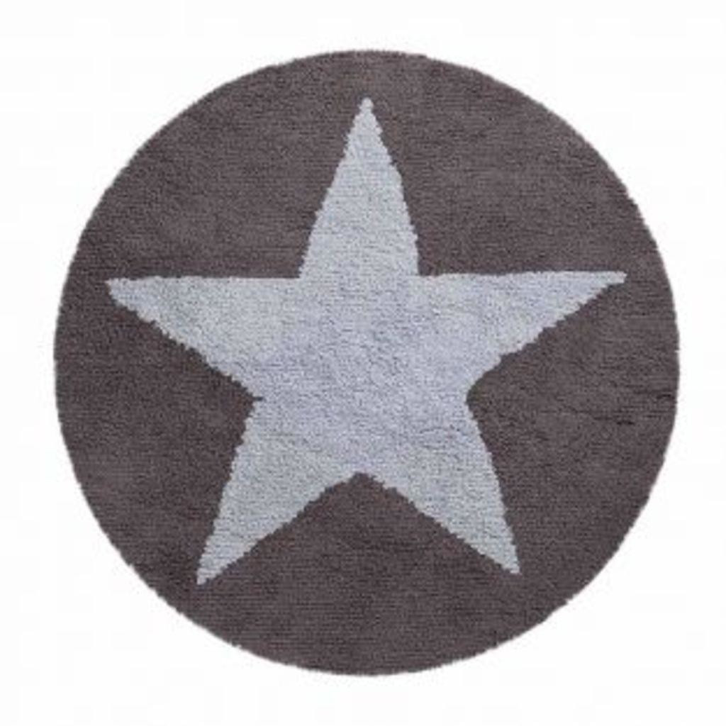 Lorena Canals Rug Round Star Ø 140cm Blue/Dark Grey (C-SR-ADG)
