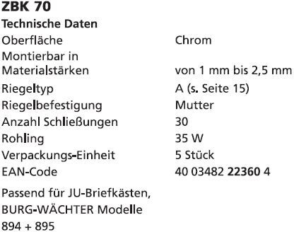 Burg Wächter ZBK 70 SB