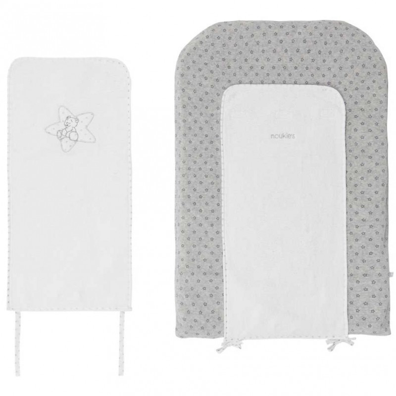 Noukies Matelas à langer et housse Poudre D´Étoiles Blanc 68 x 46 cm