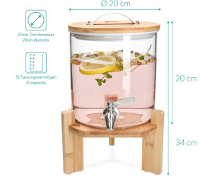 Navaris Getränkespender 4 Liter aus Glas - mit Zapfhahn und Deckel aus  Edelstahl - Wasserspender Glasbehälter für kalte Getränke : :  Küche, Haushalt & Wohnen