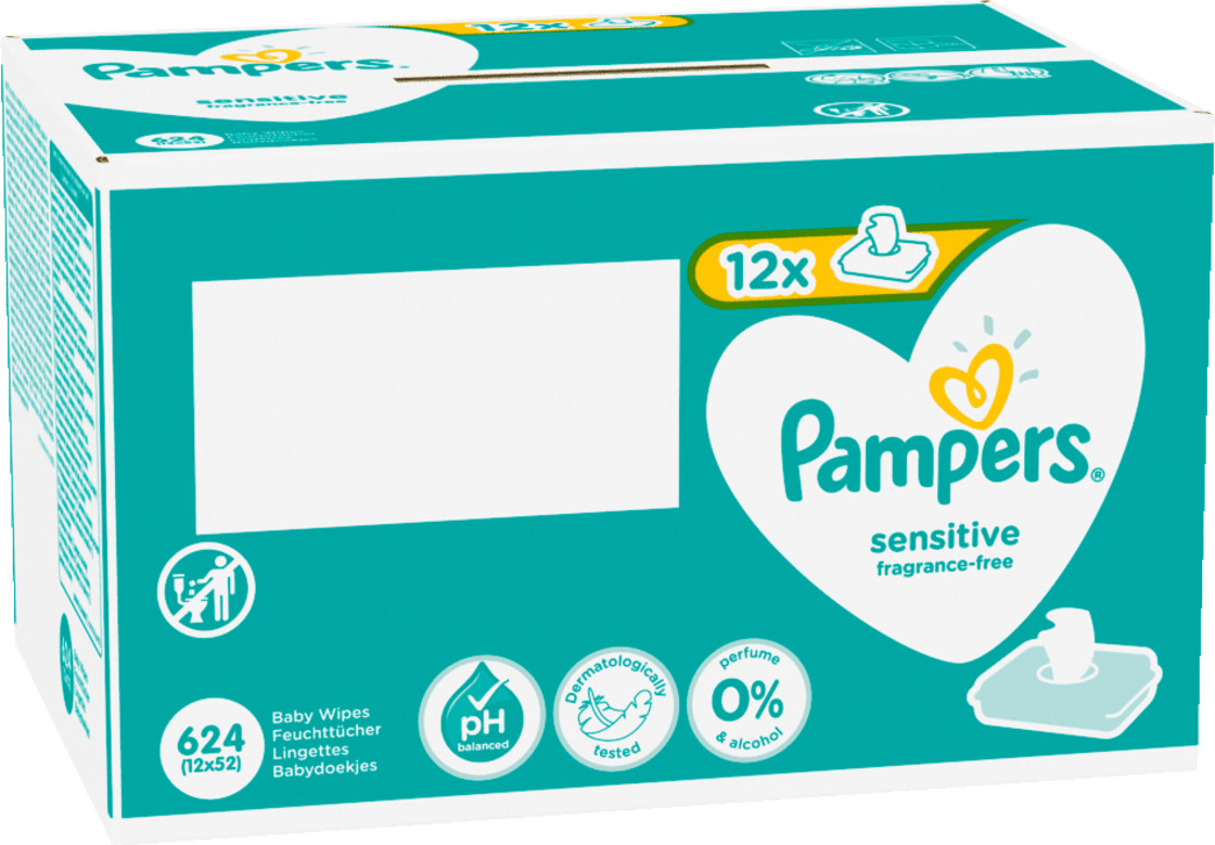 File:Pampers Sensitive x12 baby wipes lingettes bébé Feuchttücher (3).jpg -  Wikimedia Commons