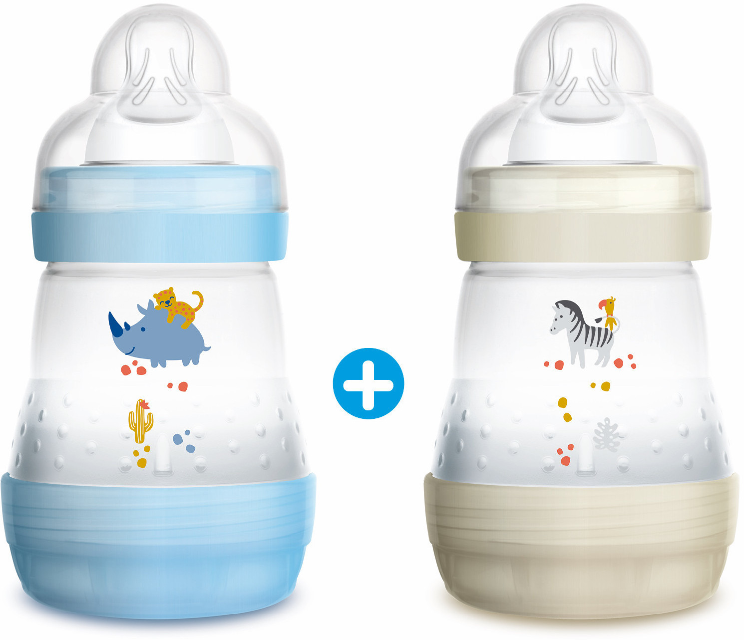 MAM Easy Start anti-colique Nature Safari 160 ml bleu/beige (x2)