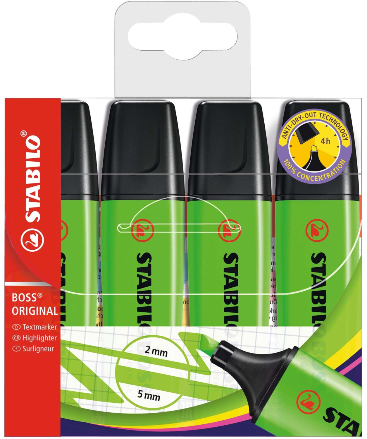 STABILO BOSS ORIGINAL - Pack of 4 Green (70/4-33)