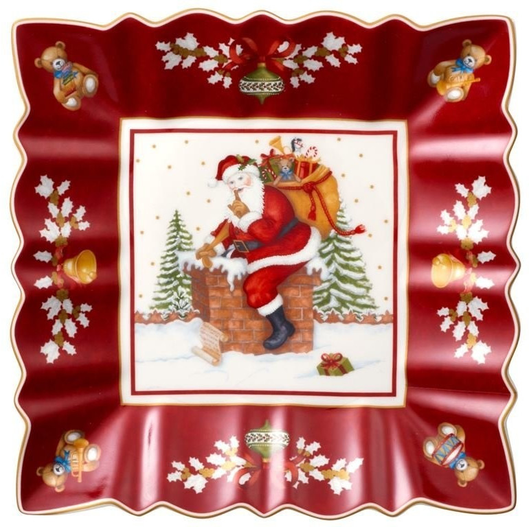 Weihnachtsschale Santas Schneeengel - Porzellan Schale Mit Santa Figur & Golddetails