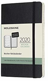 Image of Moleskine 12 Months Weekly Note Calendar 2020 Soft Cover Pocket Black german