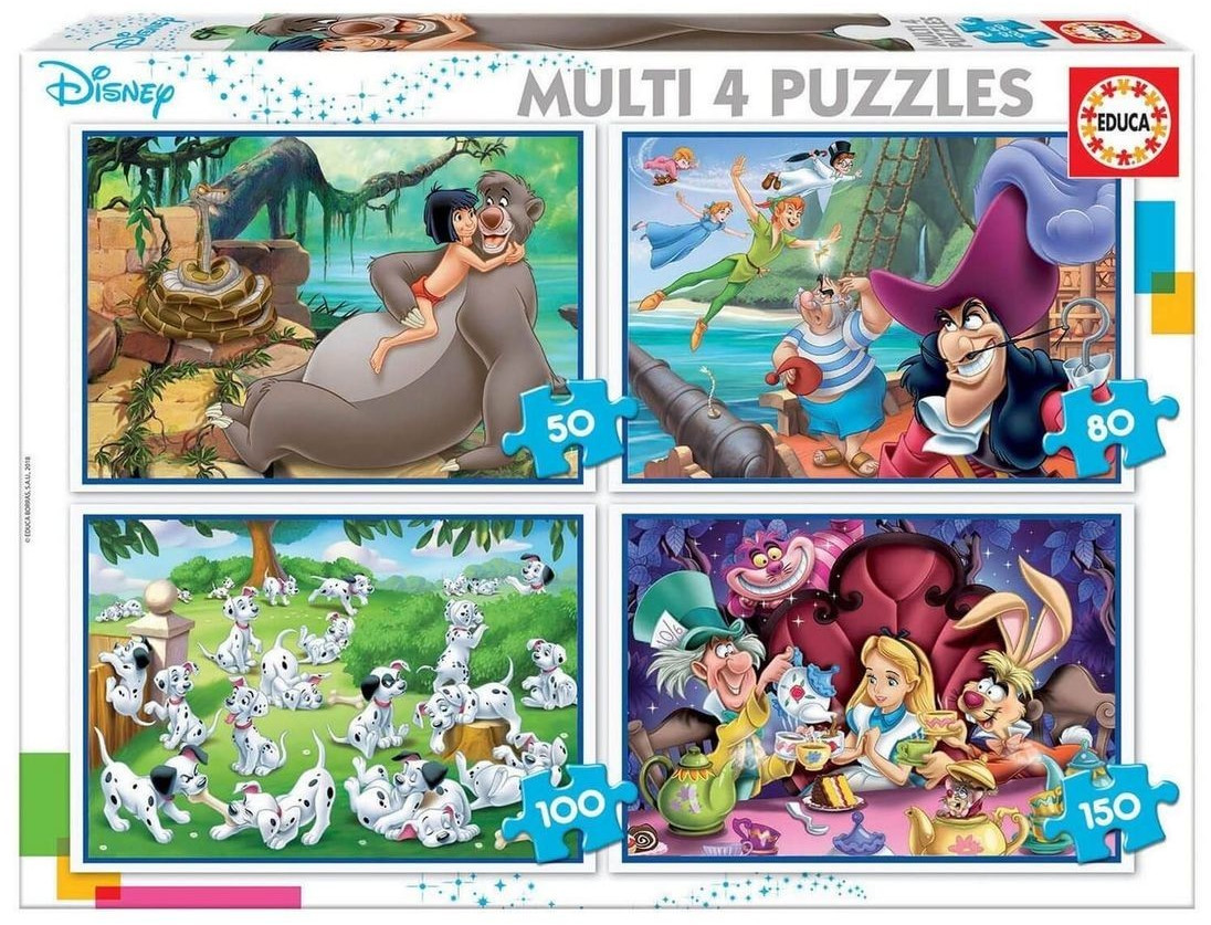 Educa Borrás Multi 4 puzzles Classiques Disney 50, 80, 100 et 150 pièces
