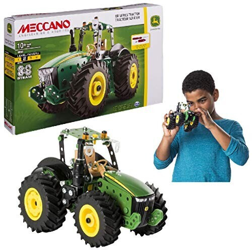 Meccano Erector John Deere 8R Kit de construction de tracteur avec roues de  travail, jouet dAducation en ingAnierie STEM pour 10 ans et plus