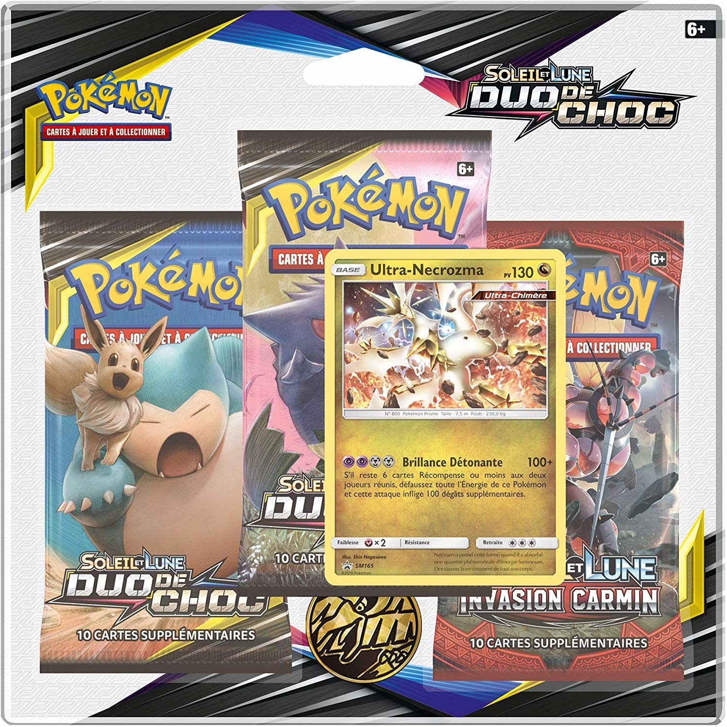 Asmodée Pokémon Pack 3 boosters Soleil & Lune Duo de choc SL09 (français)