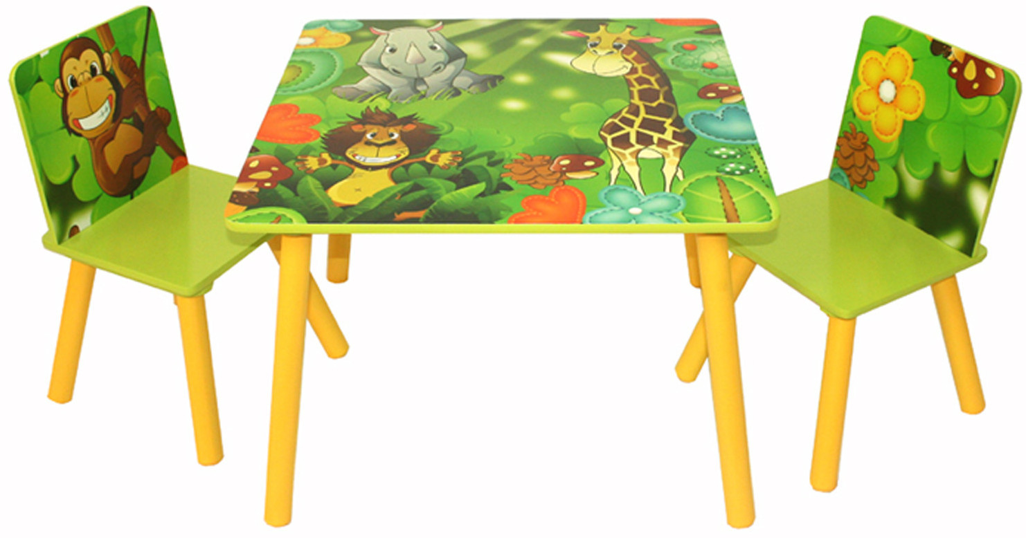 Homestyle4u Table et 2 chaises enfant Jungle