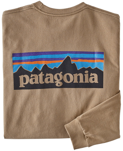 Patagonia Men's Long-Sleeved P-6 Logo Responsibili-Tee (39161) bearfoot tan