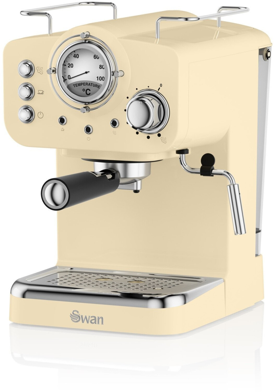 Swan Retro SK22110GN Cafetera Express para Espresso y Cappucino, 15 Bares  Presión, Vaporizador, Capacidad 1,2 Litros, 1 o 2 Tazas, Café Molido ,  Diseño Vintage, 1100W