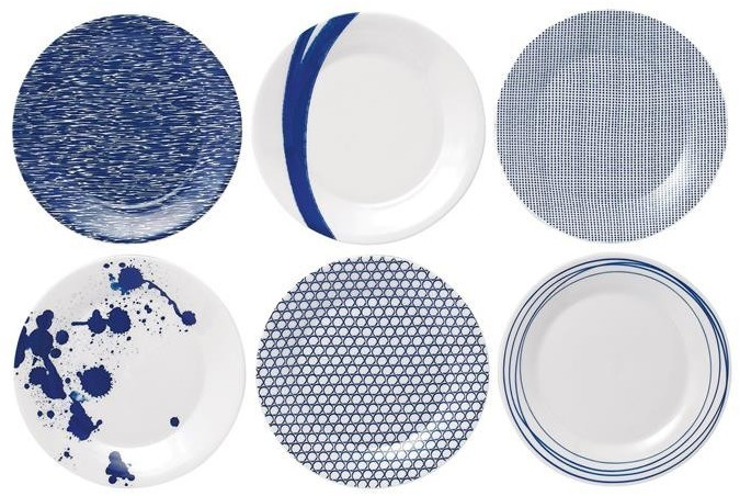 Royal Doulton Set de 6 assiettes plates Pacific bleu 23 cm