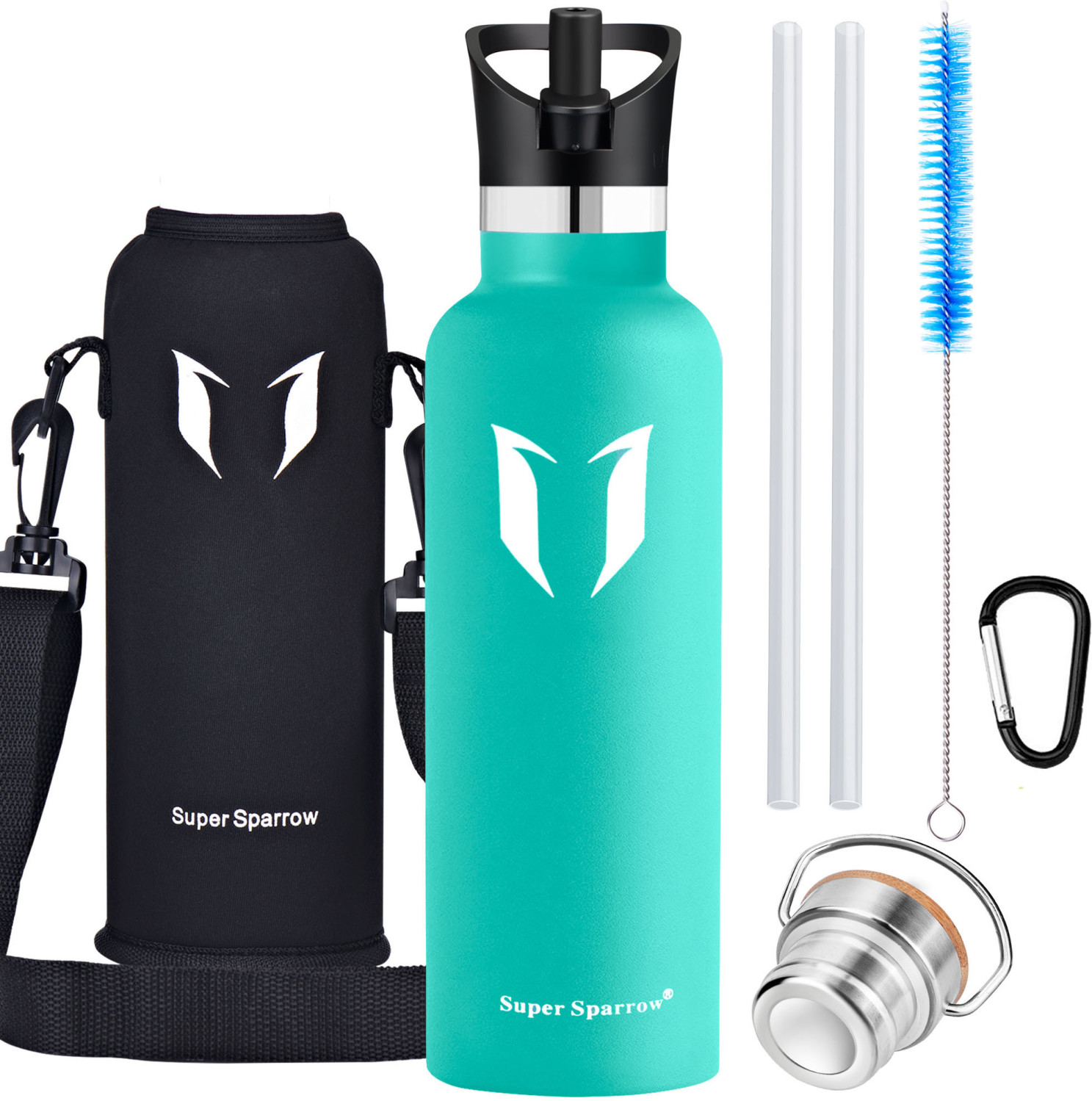 Super Sparrow Stainless Steel Water Bottle Standard Mouth (1L) Mint