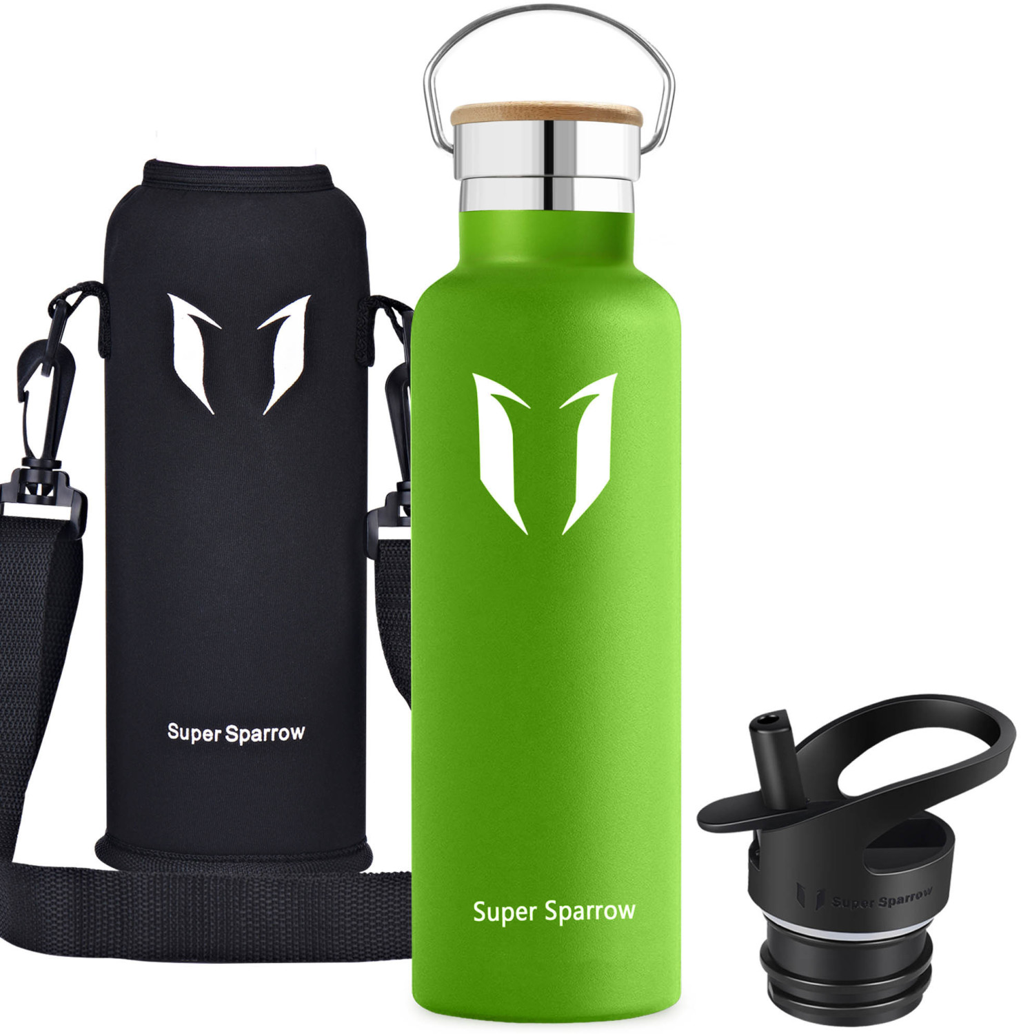 Super Sparrow Stainless Steel Water Bottle Standard Mouth (1L) Apple