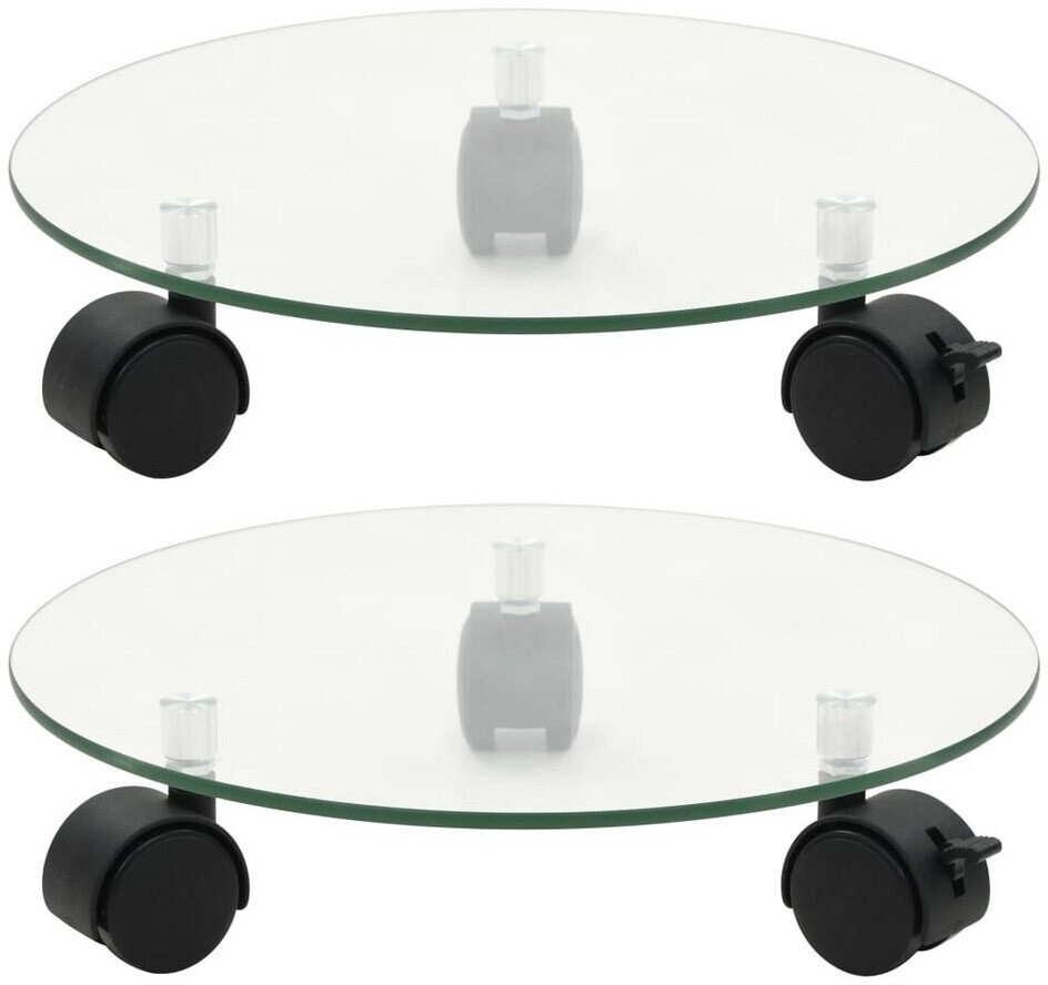VidaXL Porte-plantes roulant verre trempé rond 28 cm (x 2)