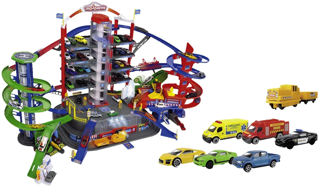 Garage Super City Majorette avec 6 voitures et 1 train - 7 niveaux - 128 x  78cm - Cdiscount Jeux - Jouets