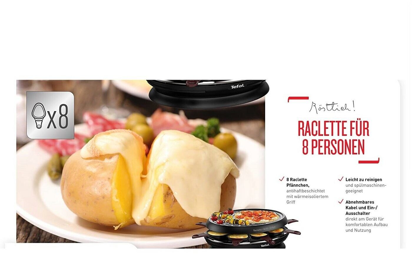 Tefal RE12A012 raclette 6 personne(s) 850 W Noir