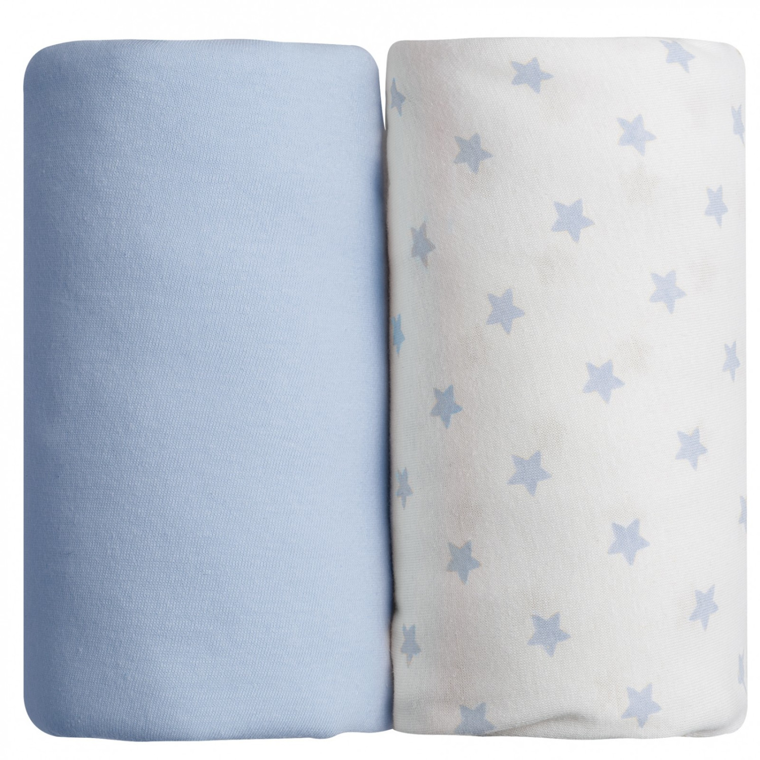 Babycalin Drap-housse coton 60 x 120 cm bleu ciel/étoiles  (x 2)
