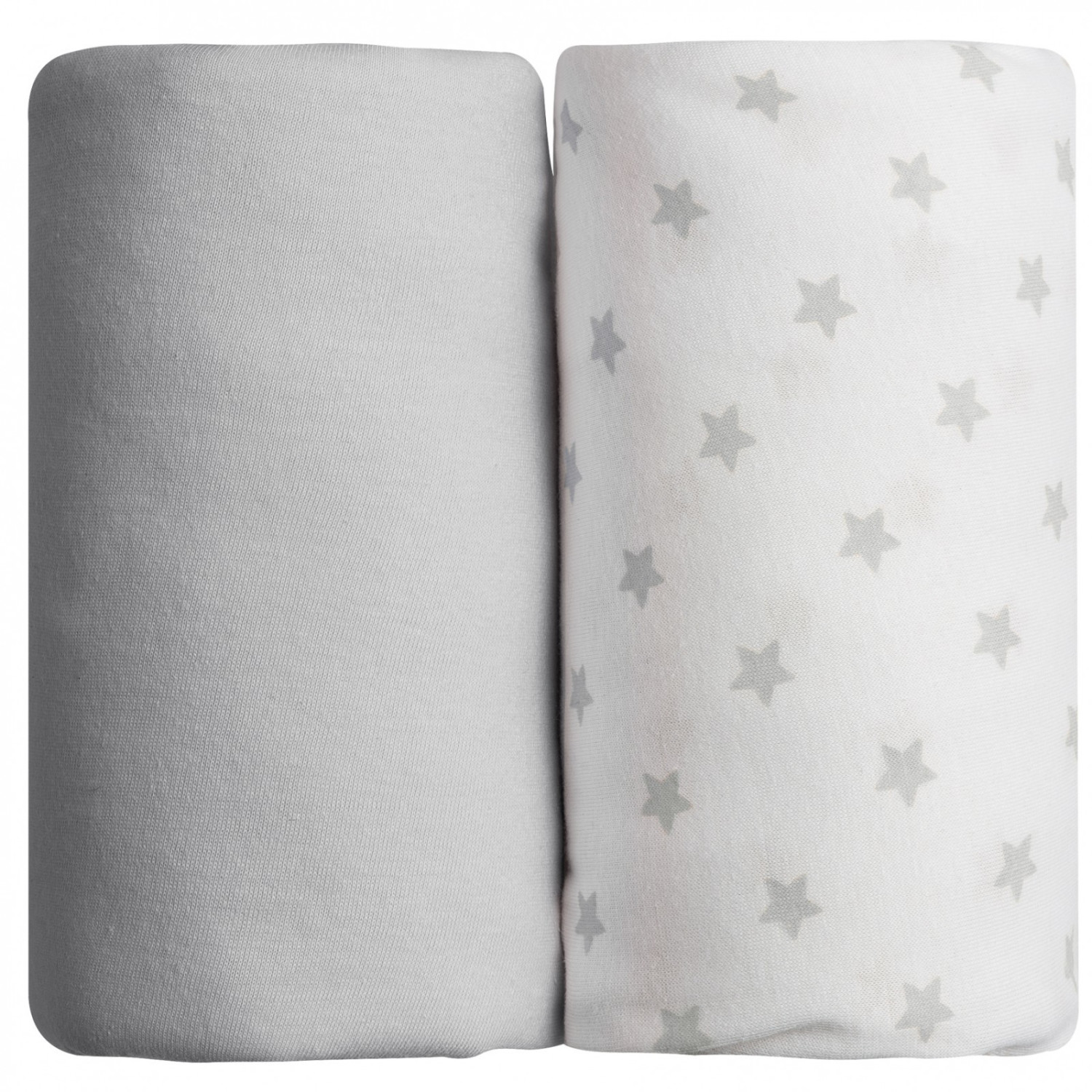 Babycalin Drap-housse coton 60 x 120 cm gris/étoiles (x 2)