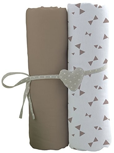 Babycalin Drap-housse 70 x 140 cm taupe/imprimé nœud (x 2)