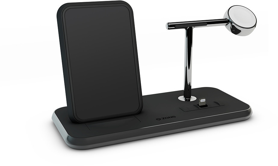 Zens Stand + Dock + Watch Aluminium QI Charger Black