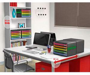 Exacompta 221098D Premium Ablagebox mit 5 offenen Schubladen für DIN A4 Dokumente. Belastbare Schubladenbox mit hoher Kapazität für mehr Platz auf dem Schreibtisch The Box Harlekin bunt