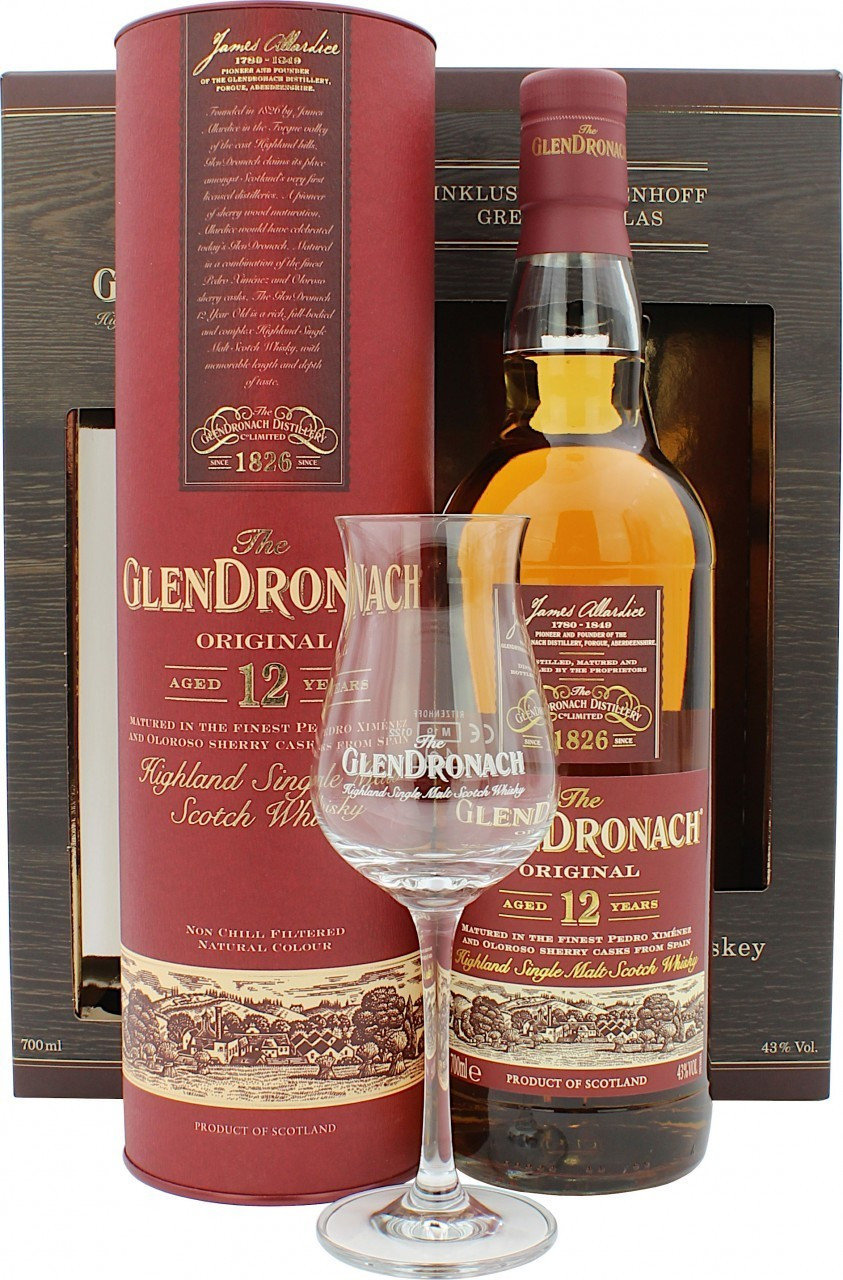 Glendronach 12 Years 43% 0,7l + Ritzenhoff Grenoble Tasting Glas ab 49,90 €  | Preisvergleich bei | Whisky