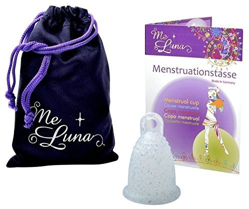 Me Luna Menstrual Cup Classic - Ring - Blue Glitter - Size S