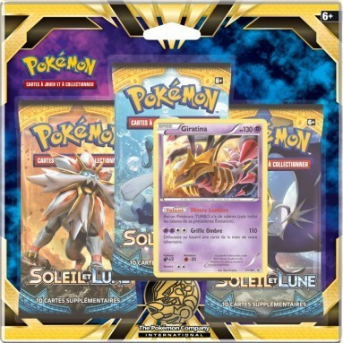 Asmodée Pokémon Pack 3 boosters Soleil & Lune SL01 Giratina (français)