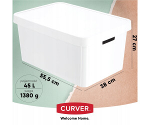 CURVER Infinity Scatola Portaoggetti 45 Litri Con Coperchio – Bianco 54,5x37x25 Cm – Design Scandinavo, Impilabile, Con Maniglie