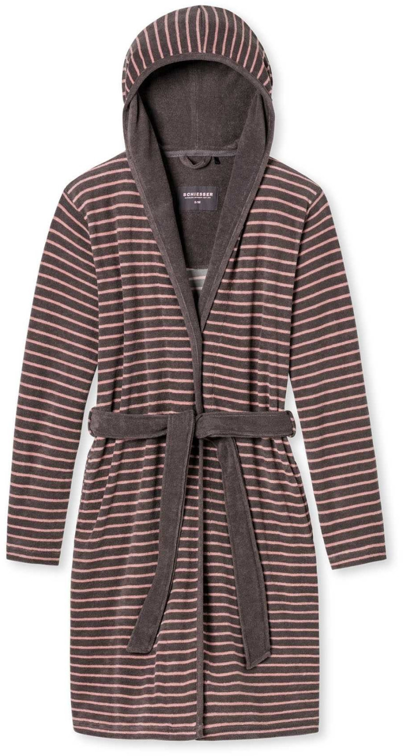 Schiesser Selected! Premium Bathrobe with hood rosewood
